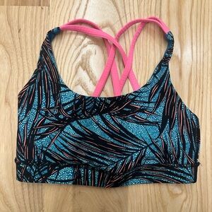 lululemon athletica Blue and Pink Leaf Print Bikini Top